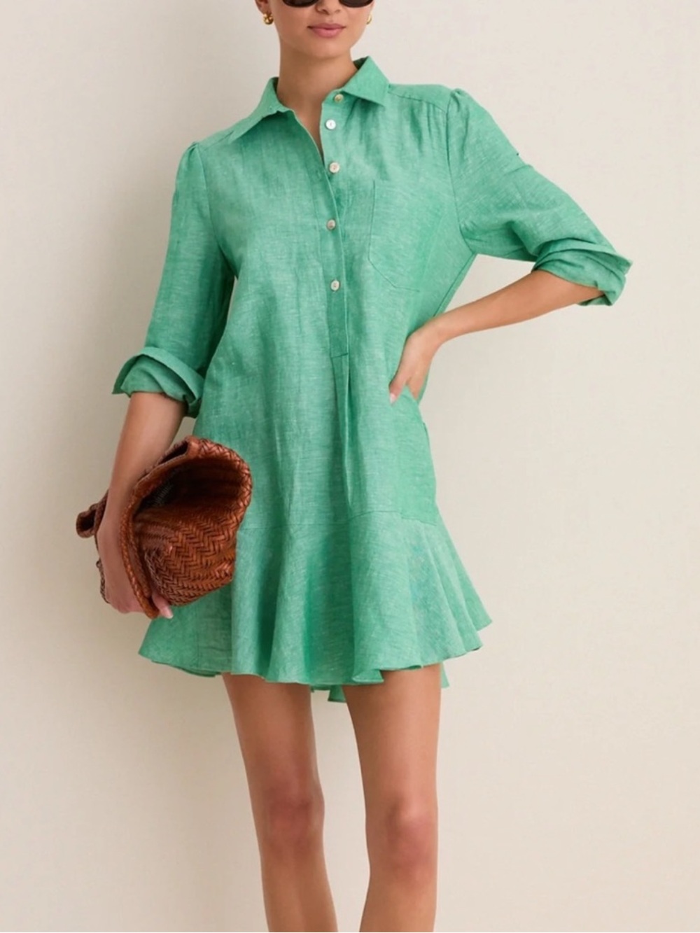 Tuckernuck Callahan Linen Shirt Dress-green